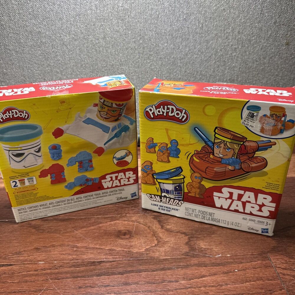 Play-Doh Star Wars Can Heads Luke Skywalker & Snowtrooper / Luke & R2-D2  2 Sets